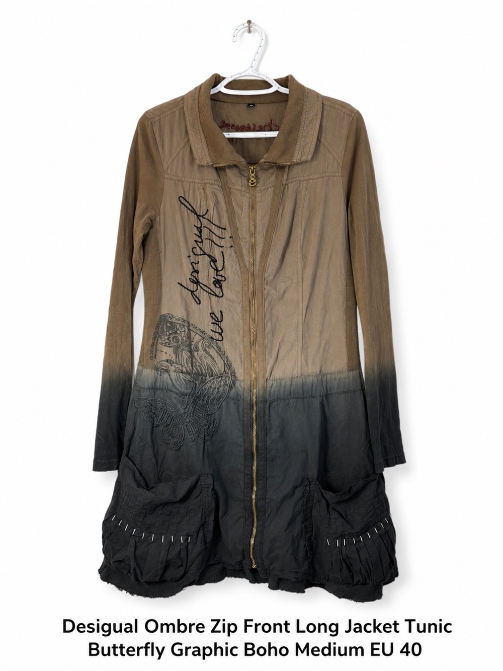 Desigual y2k Ombre Midi Dress in Brown and Black - Picture 2 of 10
